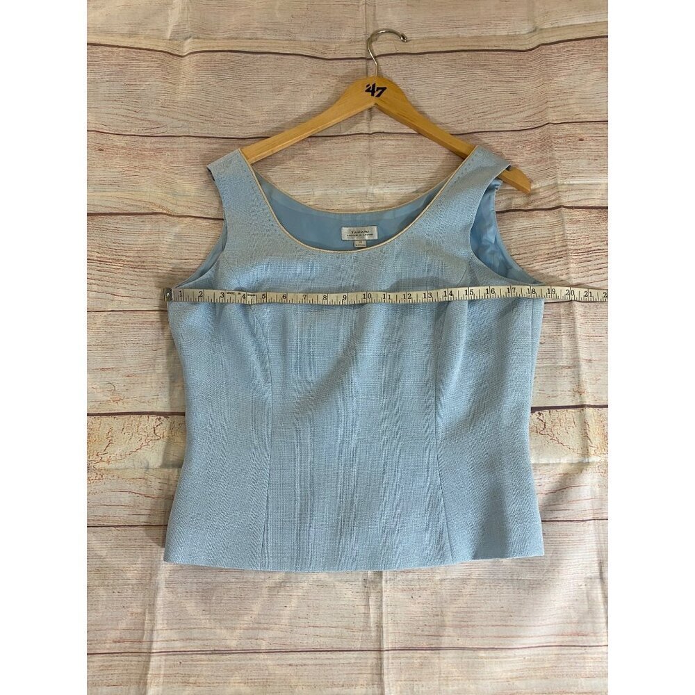 Tahari Women's Powder Blue Sleeveless Classic Office Blouse - 10 - Picture 7 of 11